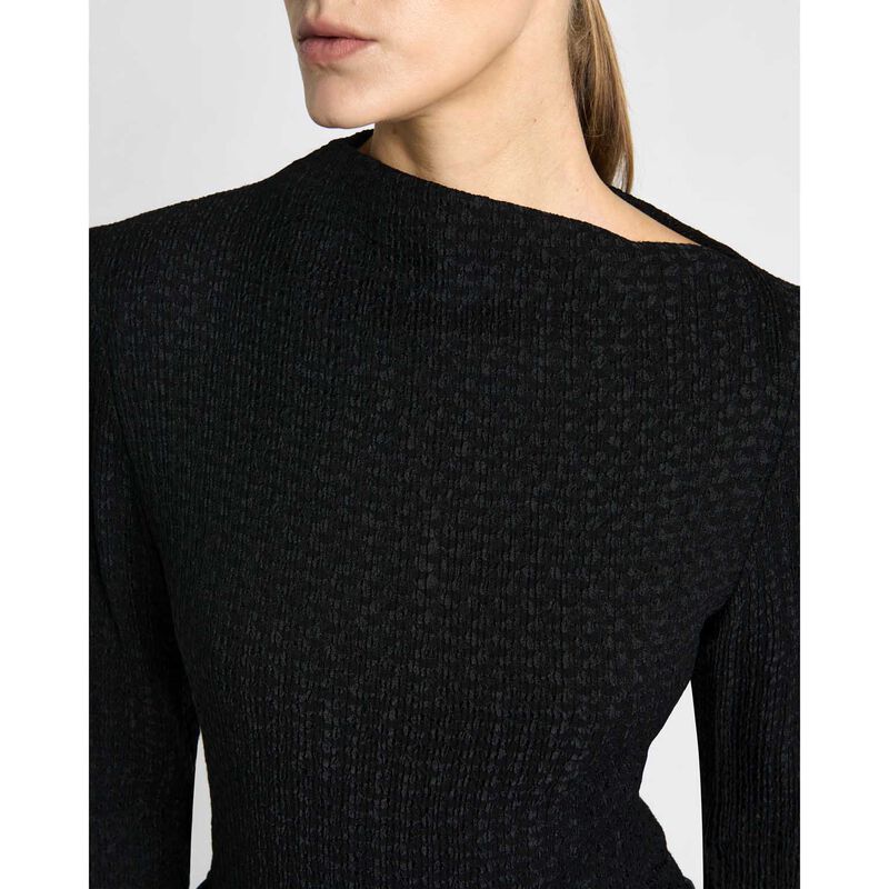 Cue Soft Shirred Jacquard Long Sleeve Top image number 2